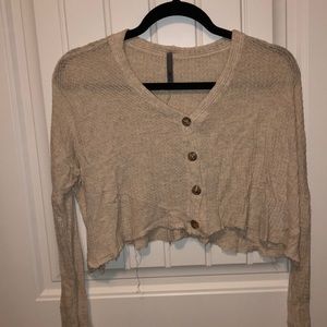 long sleeve waffle top